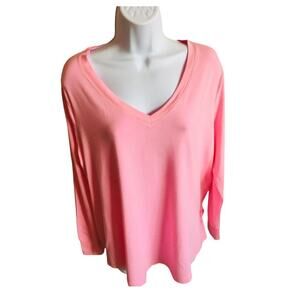 Terra & Sky Long Sleeve V-Neck Pima Cotton Blend Comfortable Tee -2X (20W - 22W)